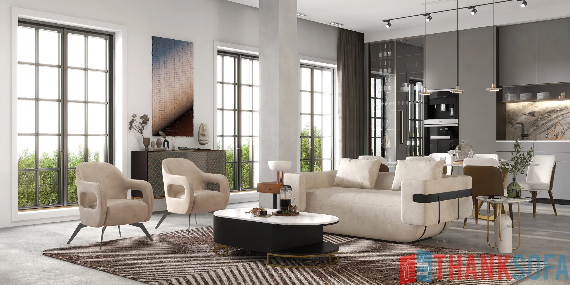 Bàn ghế sofa phòng khách đẹp - Living room sofa - ThankSofa Mẫu 10