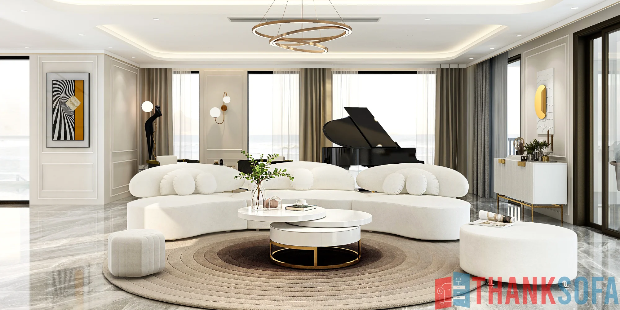 Bàn ghế sofa phòng khách đẹp - Living room sofa - ThankSofa Mẫu 101