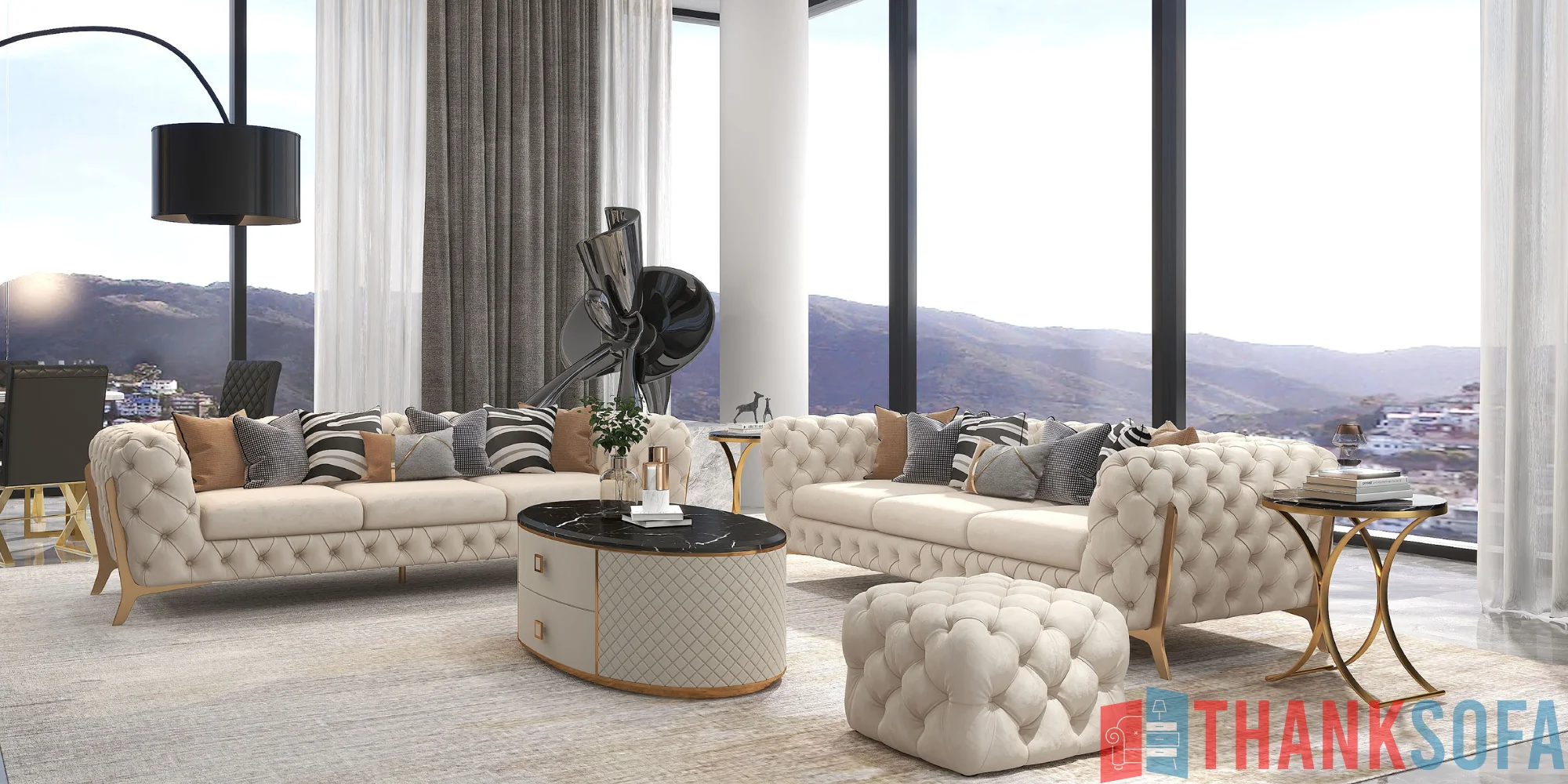 Bàn ghế sofa phòng khách đẹp - Living room sofa - ThankSofa Mẫu 15
