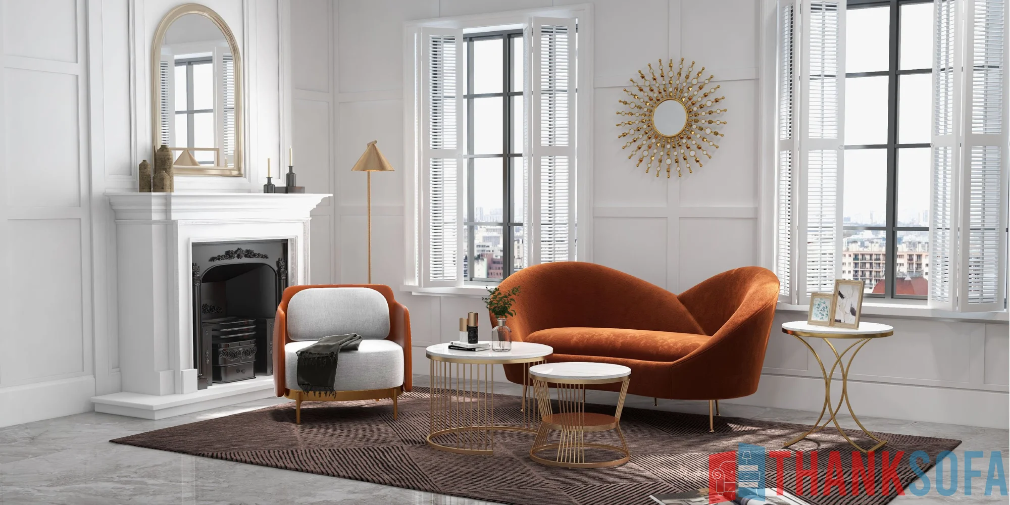 Bàn ghế sofa phòng khách đẹp - Living room sofa - ThankSofa Mẫu 17