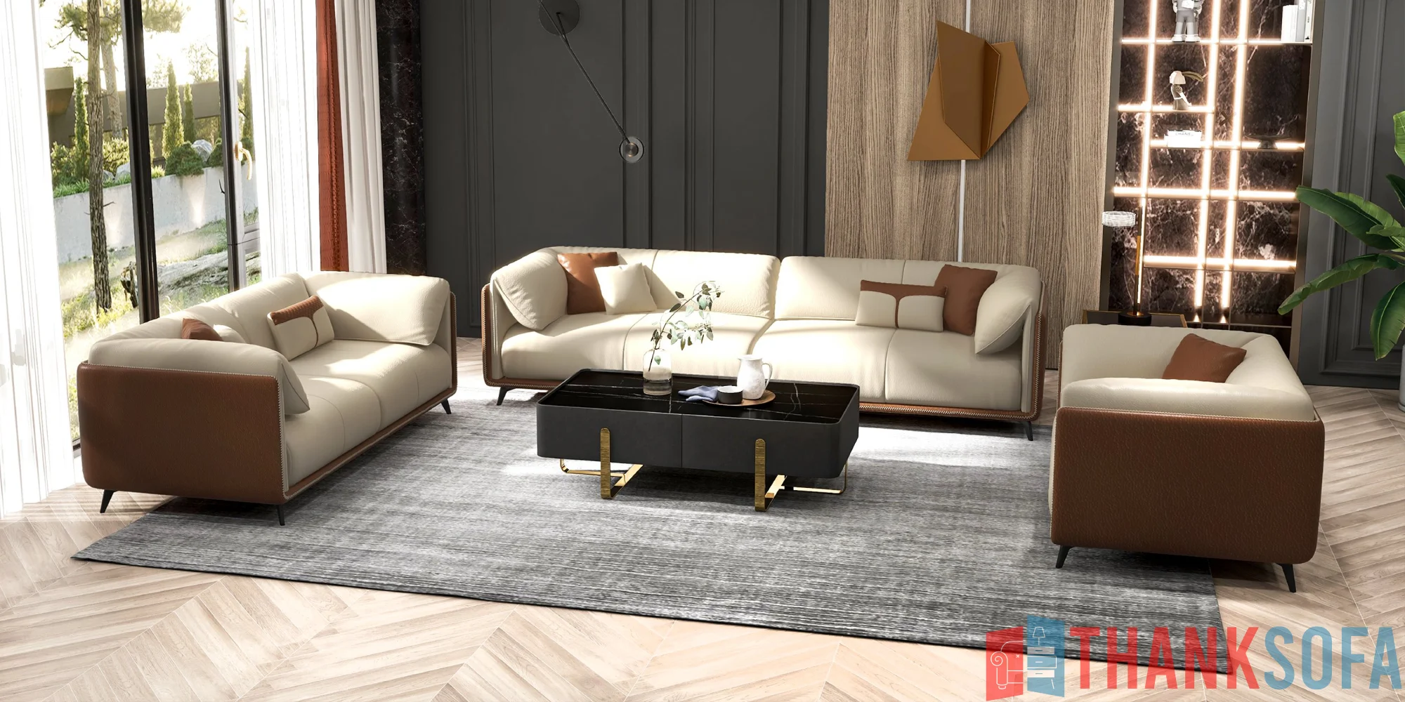 Bàn ghế sofa phòng khách đẹp - Living room sofa - ThankSofa Mẫu 22