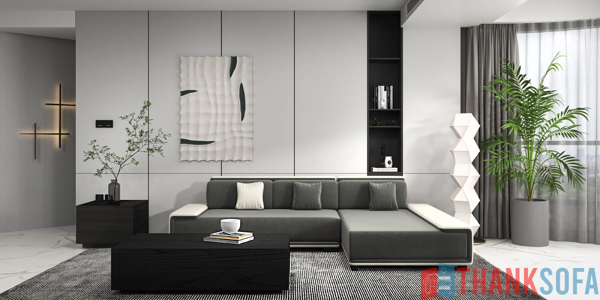 Bàn ghế sofa phòng khách đẹp - Living room sofa - ThankSofa Mẫu 49