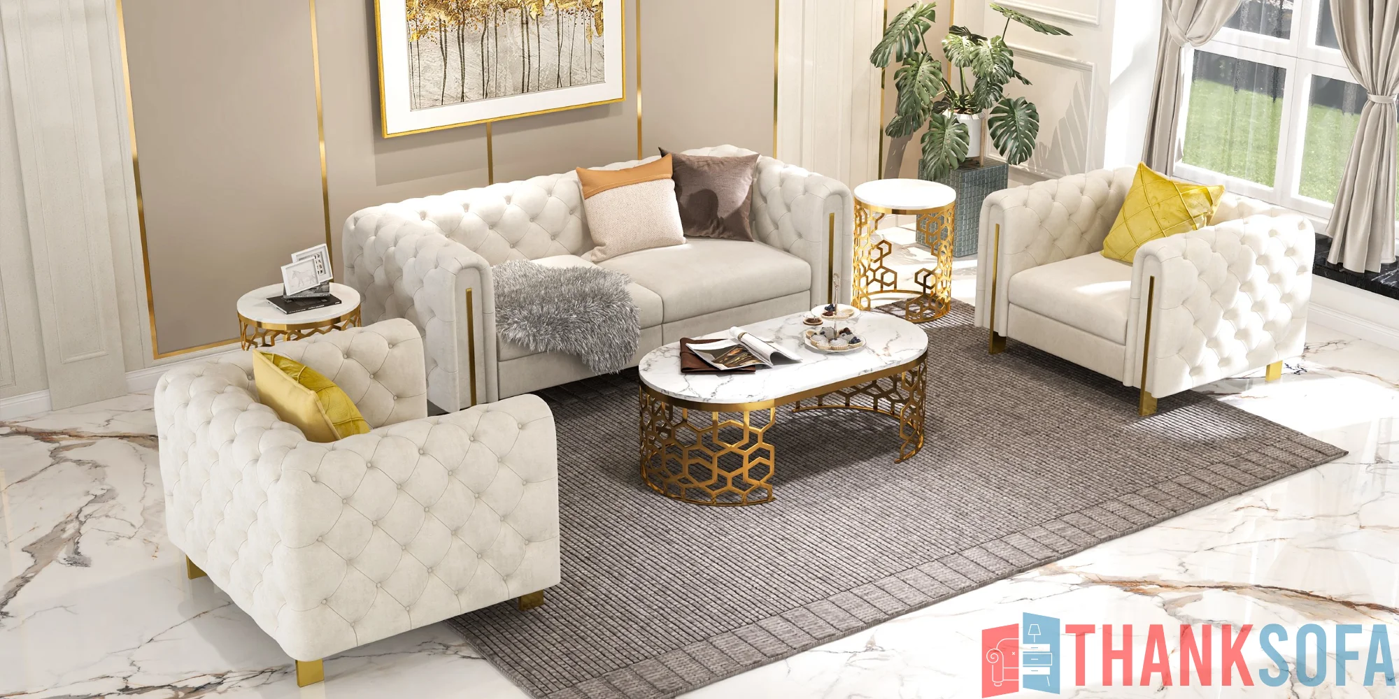 Bàn ghế sofa phòng khách đẹp - Living room sofa - ThankSofa Mẫu 54
