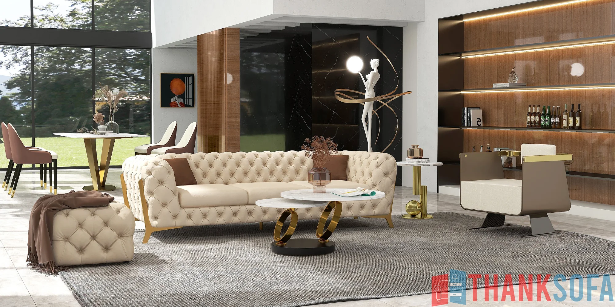 Bàn ghế sofa phòng khách đẹp - Living room sofa - ThankSofa Mẫu 6