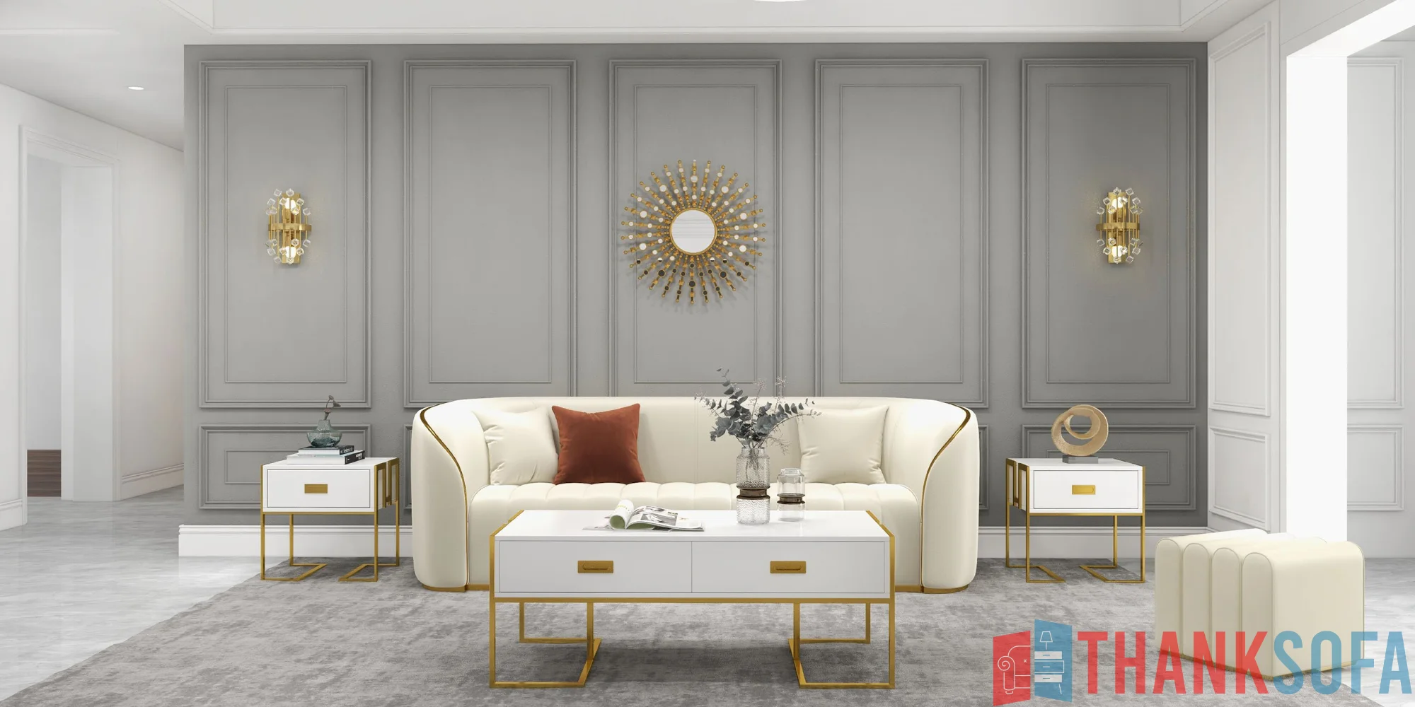 Bàn ghế sofa phòng khách đẹp - Living room sofa - ThankSofa Mẫu 61