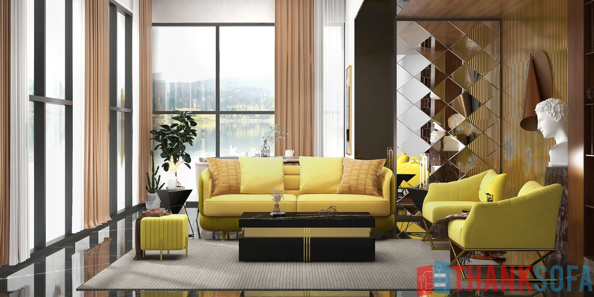 Bàn ghế sofa phòng khách đẹp - Living room sofa - ThankSofa Mẫu 8