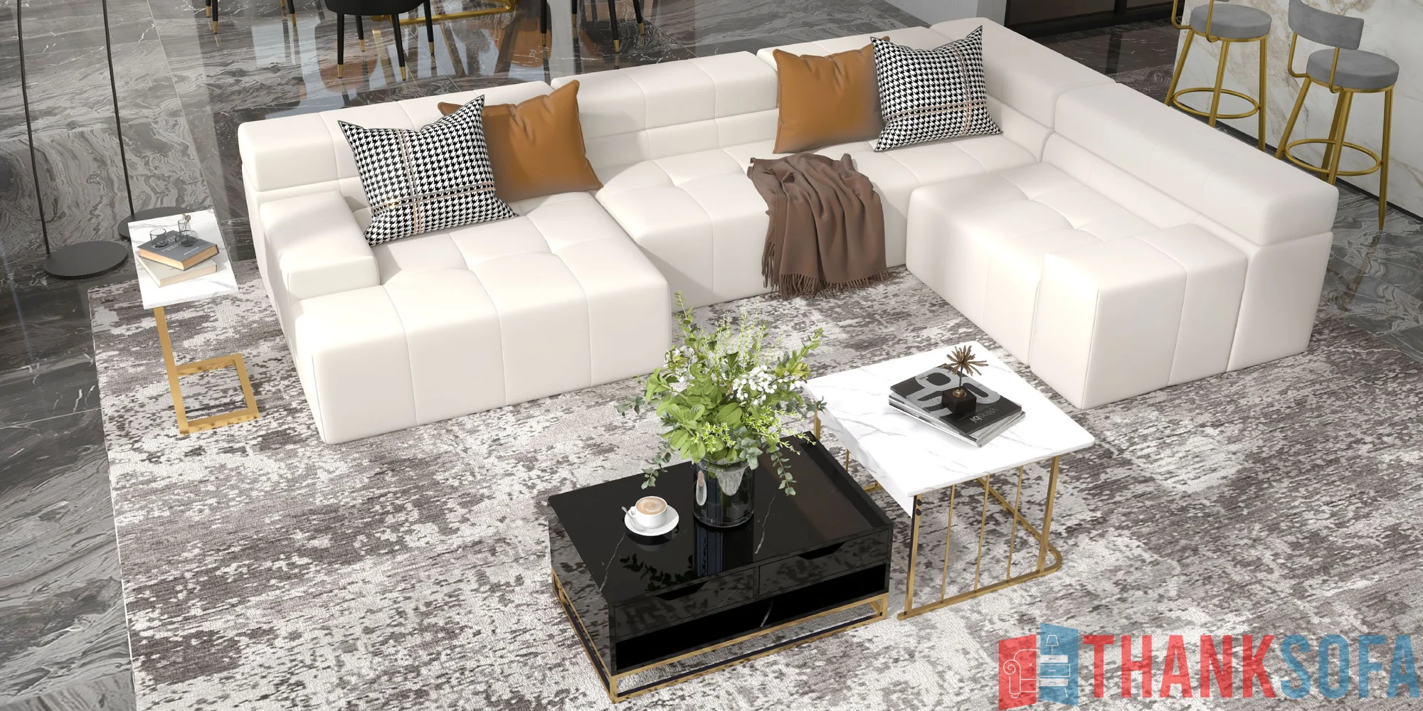 Bàn ghế sofa phòng khách đẹp - Living room sofa - ThankSofa Mẫu 84