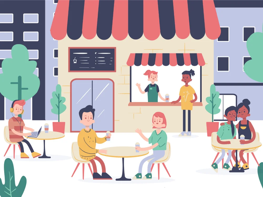 Mẫu thiết kế quán cà phê ngoài trời - Street Cafe - ThankSofa Ảnh Bìa