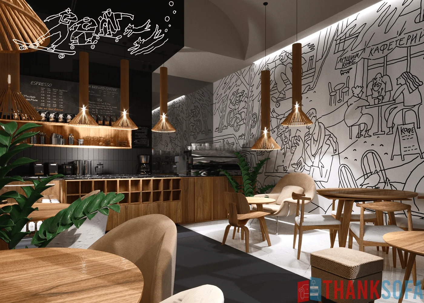 Mẫu thiết kế quán cafe đẹp - Coffee Shop Design - Quán cà phê ThankSofa Mẫu 233