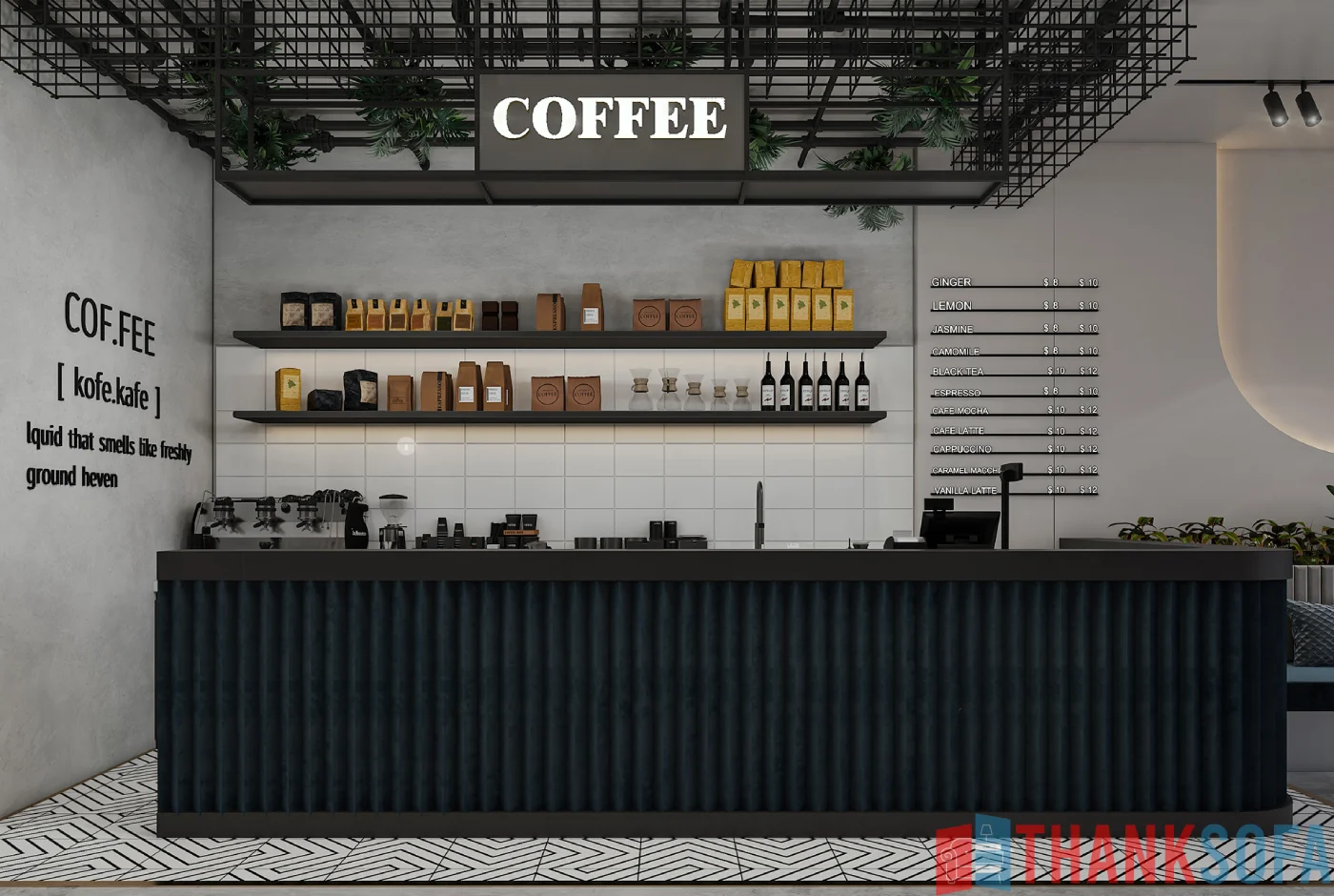 Mẫu thiết kế quán cafe đẹp - Coffee Shop Design - Quán cà phê ThankSofa Mẫu 255