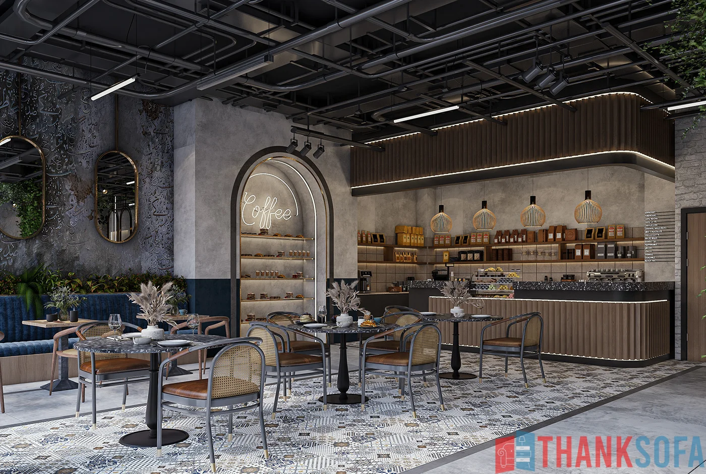 Mẫu thiết kế quán cafe đẹp - Coffee Shop Design - Quán cà phê ThankSofa Mẫu 265